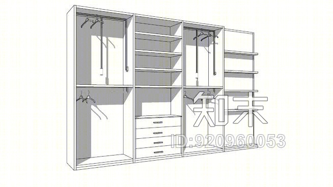 银莲花衣柜SU模型下载【ID:920960053】