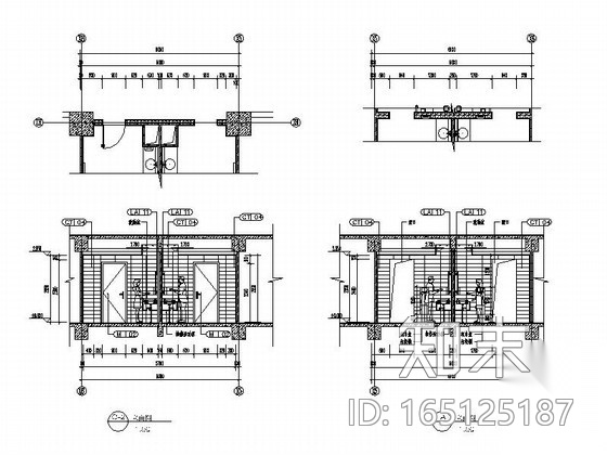 标准层公共卫生间装修图cad施工图下载【ID:165125187】