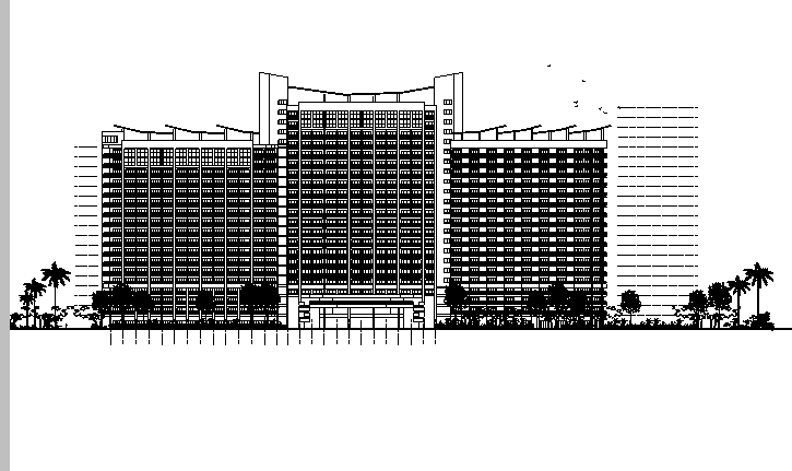 [海南]高层曲线温泉大酒店建筑施工图（效果图、SU及C...cad施工图下载【ID:151526150】