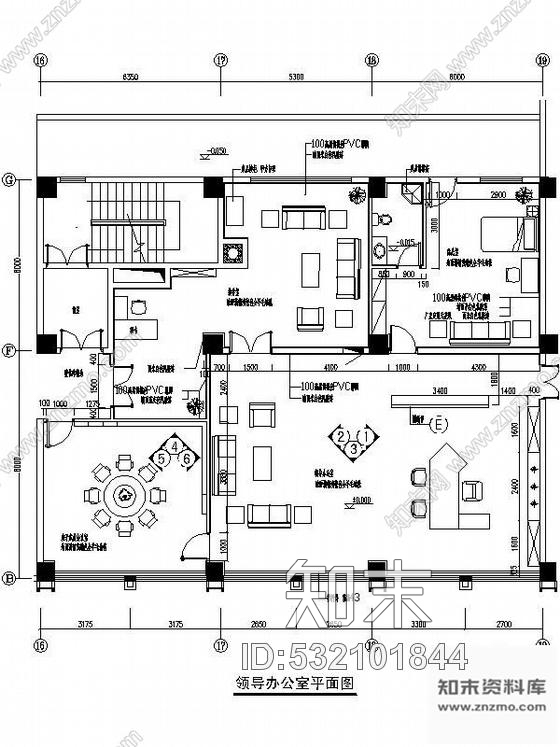 施工图某招商服务中心领导办公室装修图cad施工图下载【ID:532101844】