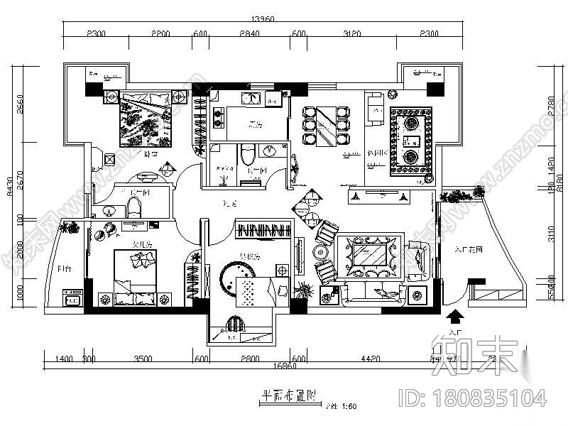 简欧四居样板房装修图(含实景)cad施工图下载【ID:180835104】