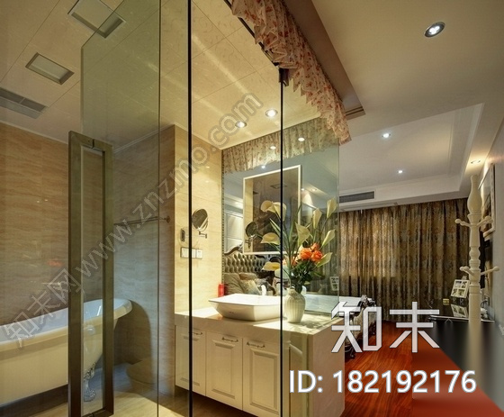 [常熟]尚湖风景区典雅简欧三室两厅CAD装修施工图cad施工图下载【ID:182192176】