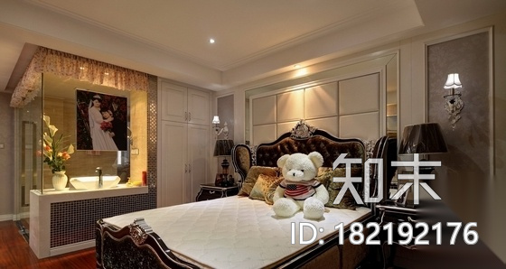 [常熟]尚湖风景区典雅简欧三室两厅CAD装修施工图cad施工图下载【ID:182192176】