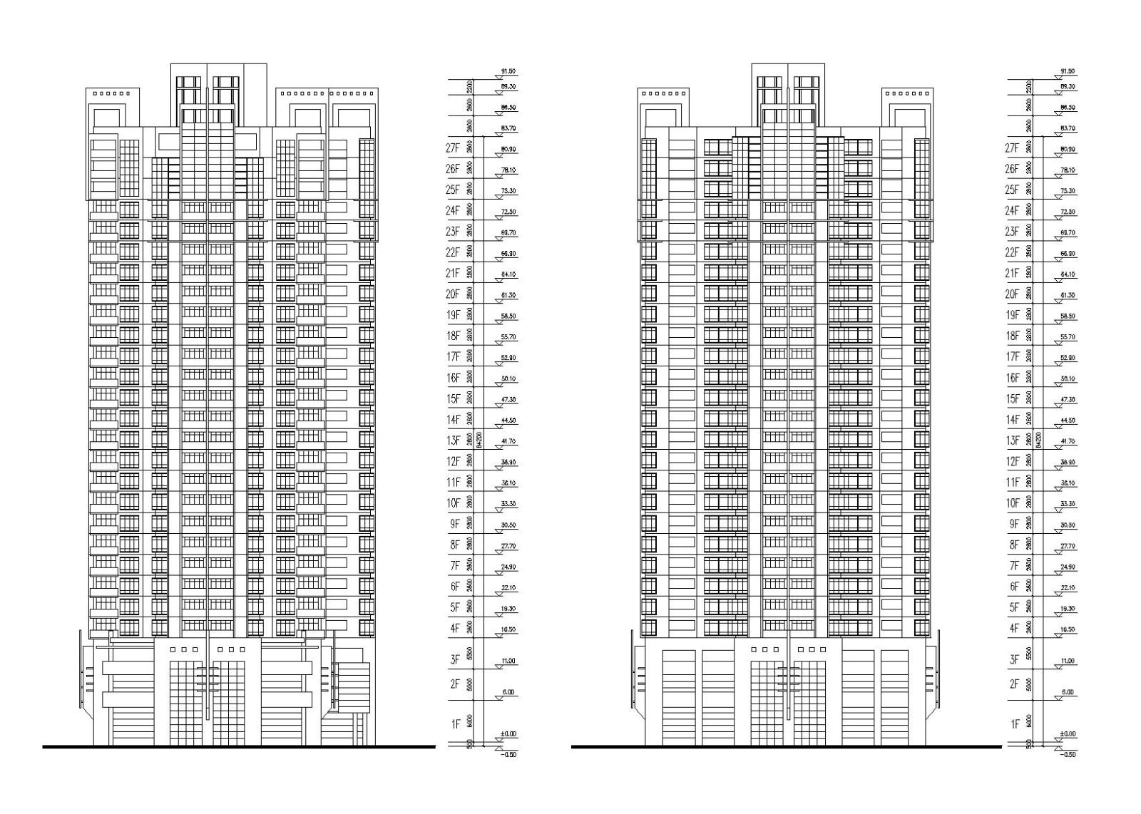 丰湖某大型高层住宅楼建筑施工图（CAD）cad施工图下载【ID:149579141】