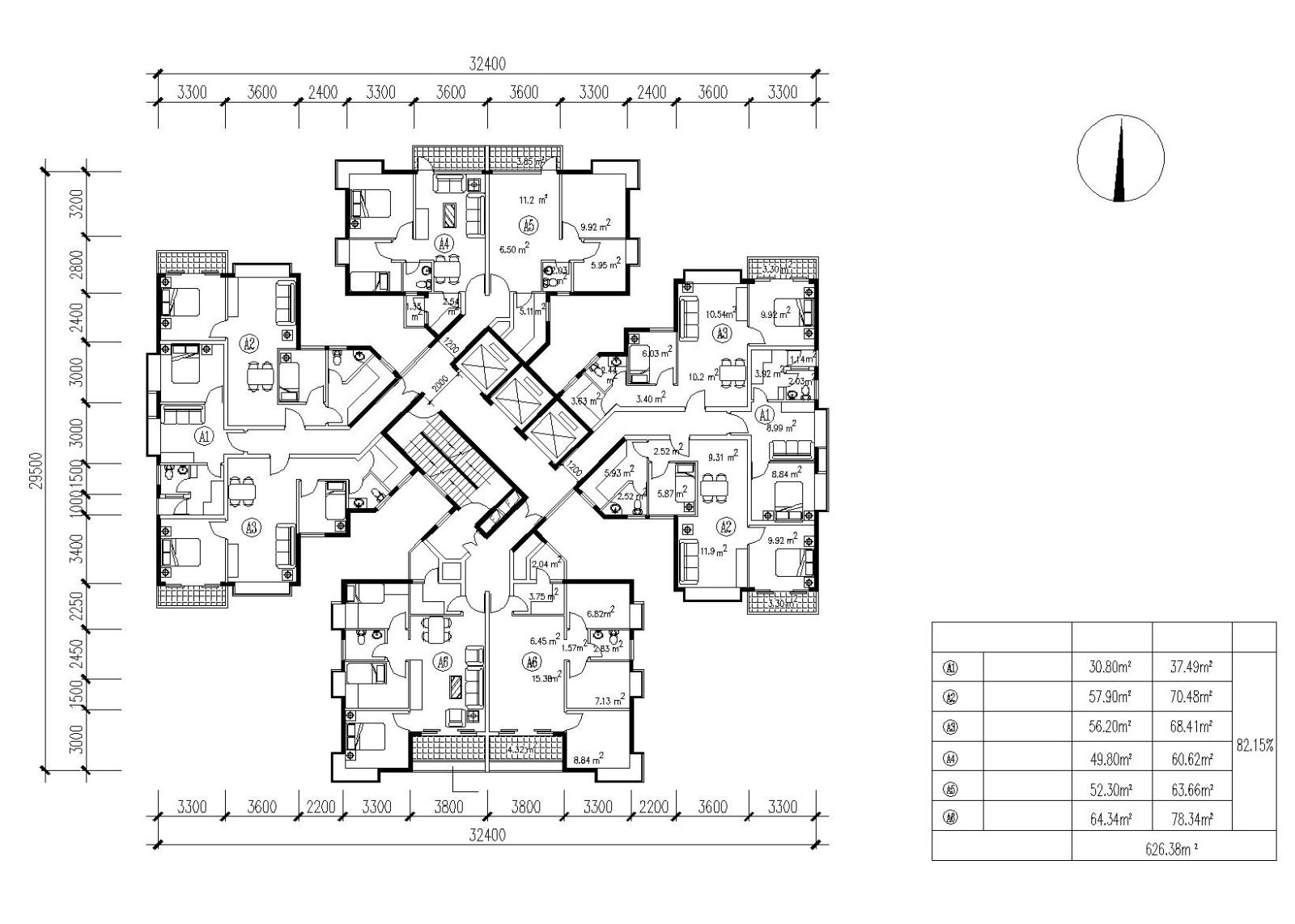 丰湖某大型高层住宅楼建筑施工图（CAD）cad施工图下载【ID:149579141】