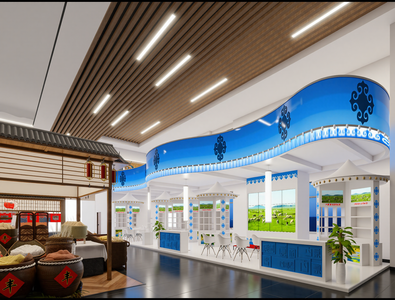 现代农产品展厅3D模型下载【ID:1214741006】