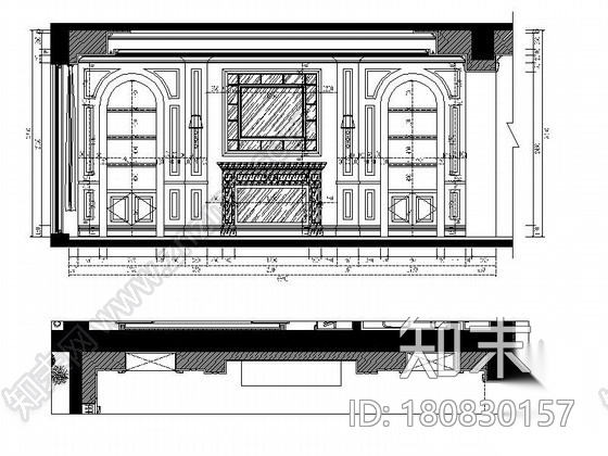 城市中心欧式风格六居室样板房装修图（含效果）cad施工图下载【ID:180830157】