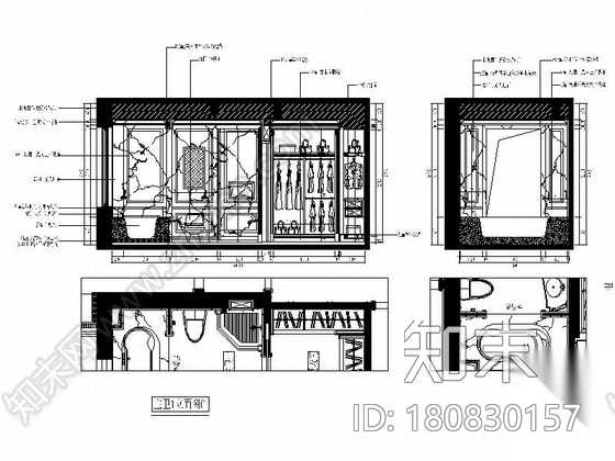 城市中心欧式风格六居室样板房装修图（含效果）cad施工图下载【ID:180830157】