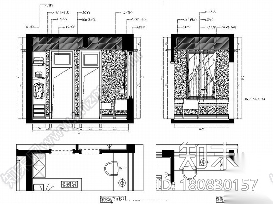 城市中心欧式风格六居室样板房装修图（含效果）cad施工图下载【ID:180830157】