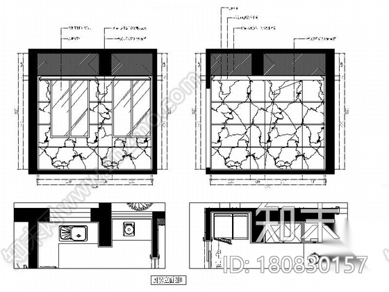 城市中心欧式风格六居室样板房装修图（含效果）cad施工图下载【ID:180830157】