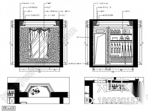 城市中心欧式风格六居室样板房装修图（含效果）cad施工图下载【ID:180830157】