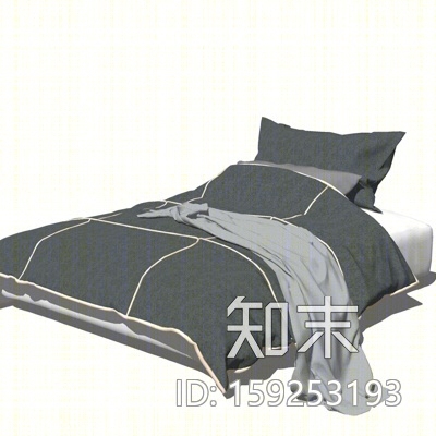现代布艺单人床SU模型下载【ID:159253193】