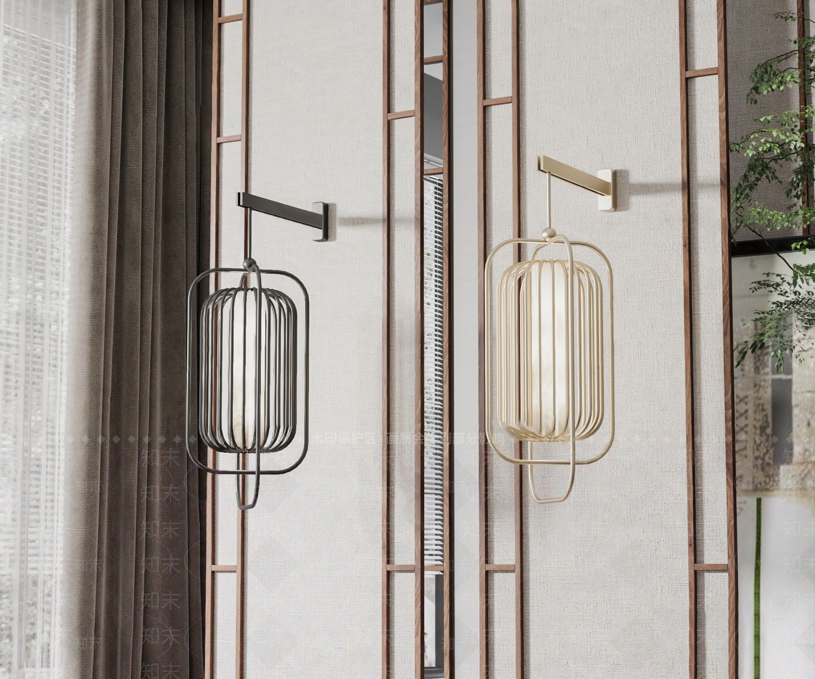 新中式金属灯笼壁灯3D模型下载【ID:1116492193】