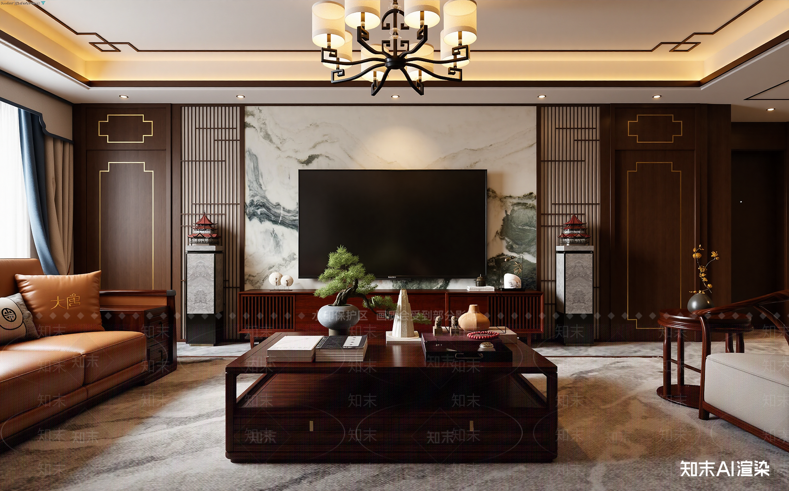 新中式家居客厅3D模型下载【ID:1221485692】
