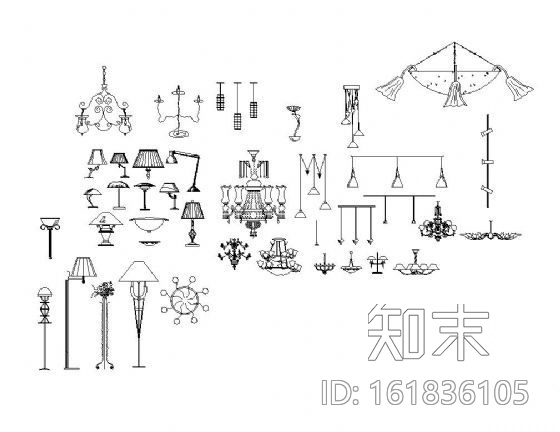 CAD室内灯具图块cad施工图下载【ID:161836105】