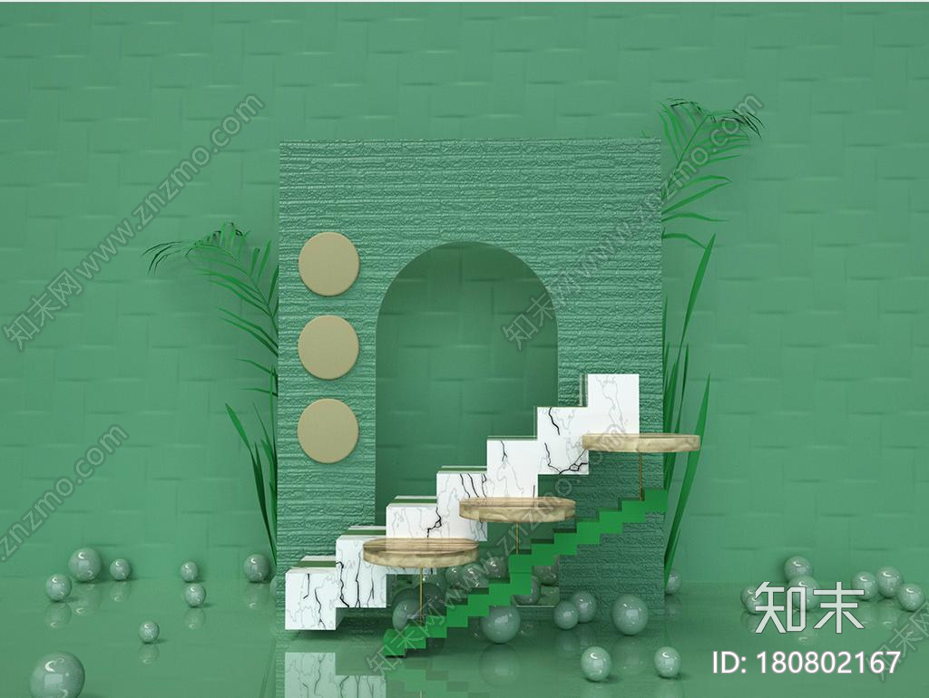 绿色电商海报家居产品活动场景CG模型下载【ID:180802167】