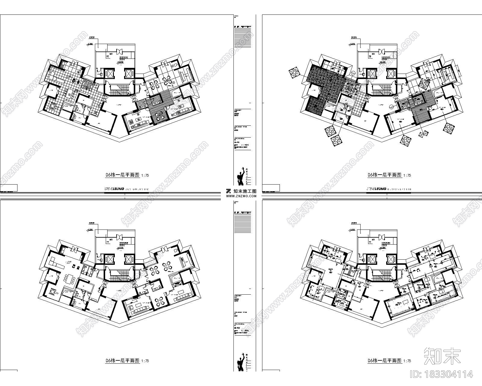 雨花都D6户型施工及材料样板施工图CAD下载cad施工图下载【ID:183304114】