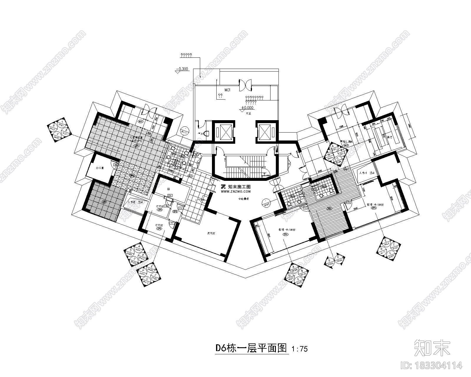 雨花都D6户型施工及材料样板施工图CAD下载cad施工图下载【ID:183304114】