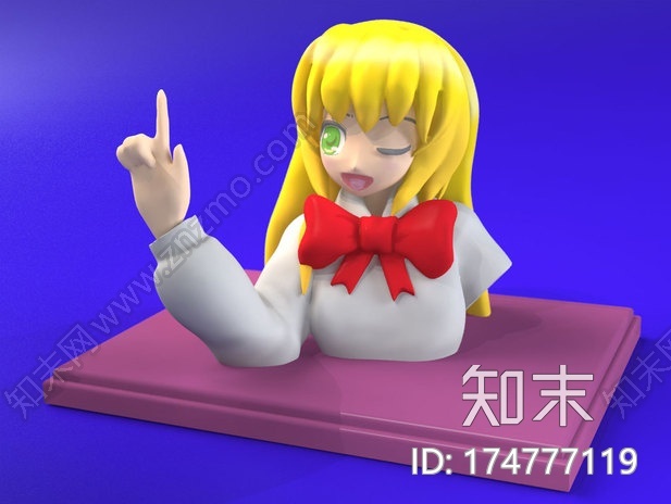 卡通美少女半身像3d打印模型下载【ID:174777119】