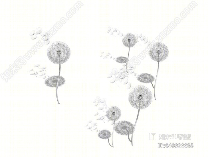 蒲公英雕塑SU模型下载【ID:646626685】