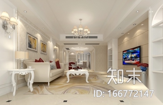 [长沙]环境优雅高层住宅简欧风格三居室装修图（含效果图...cad施工图下载【ID:166772147】