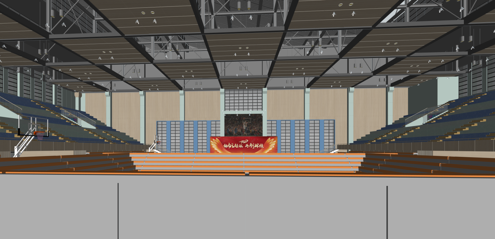 现代篮球场SU模型下载【ID:1215946848】