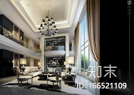 [北京]独栋海景现代简欧三层别墅室内装修图（含效果）cad施工图下载【ID:166521109】
