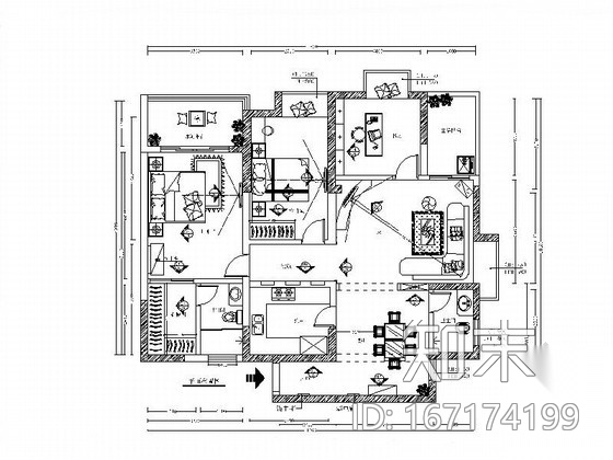 [广东]欧式三居室样板间装修设计施工图（含效果）cad施工图下载【ID:167174199】