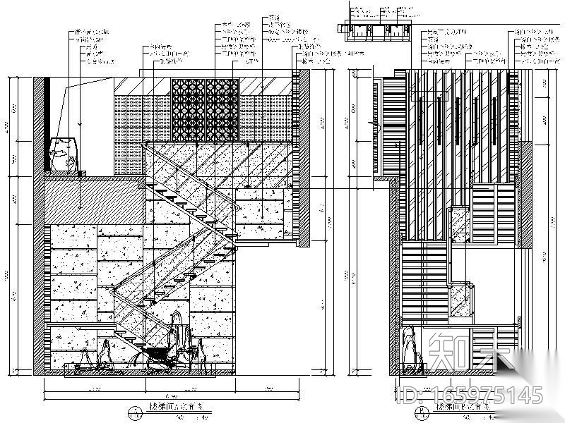 酒楼楼梯间详图cad施工图下载【ID:165975145】