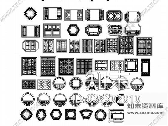 图块/节点全套中式物件CAD图块下载施工图下载【ID:832302810】