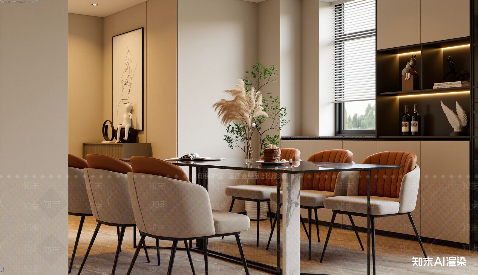 现代酒店餐厅3D模型下载【ID:1221514520】