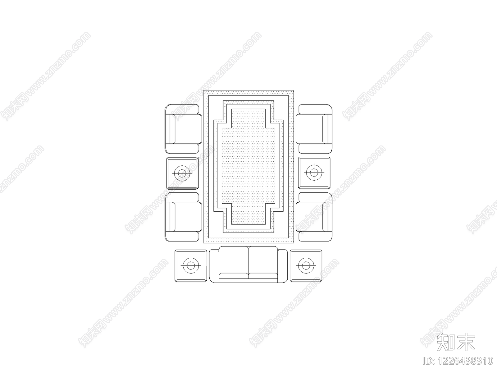 工装办公家具图块cad施工图下载【ID:1226438310】