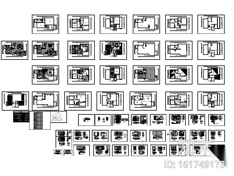 某三层别墅设计装修施工图cad施工图下载【ID:161749173】