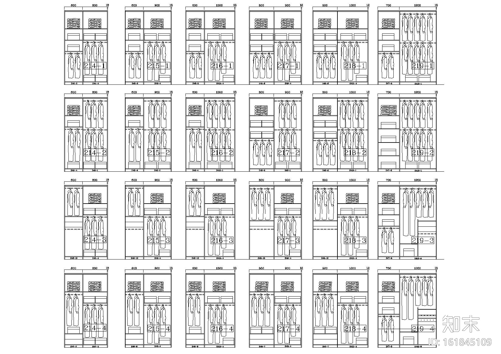 230款-成品衣柜模块及组合样式图例施工图下载【ID:161845109】