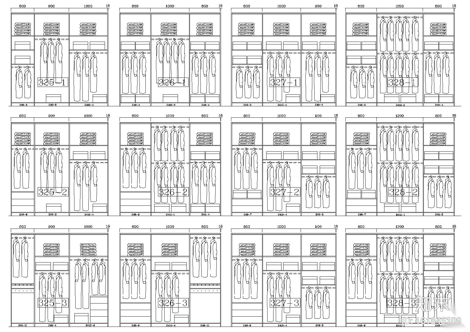 230款-成品衣柜模块及组合样式图例施工图下载【ID:161845109】