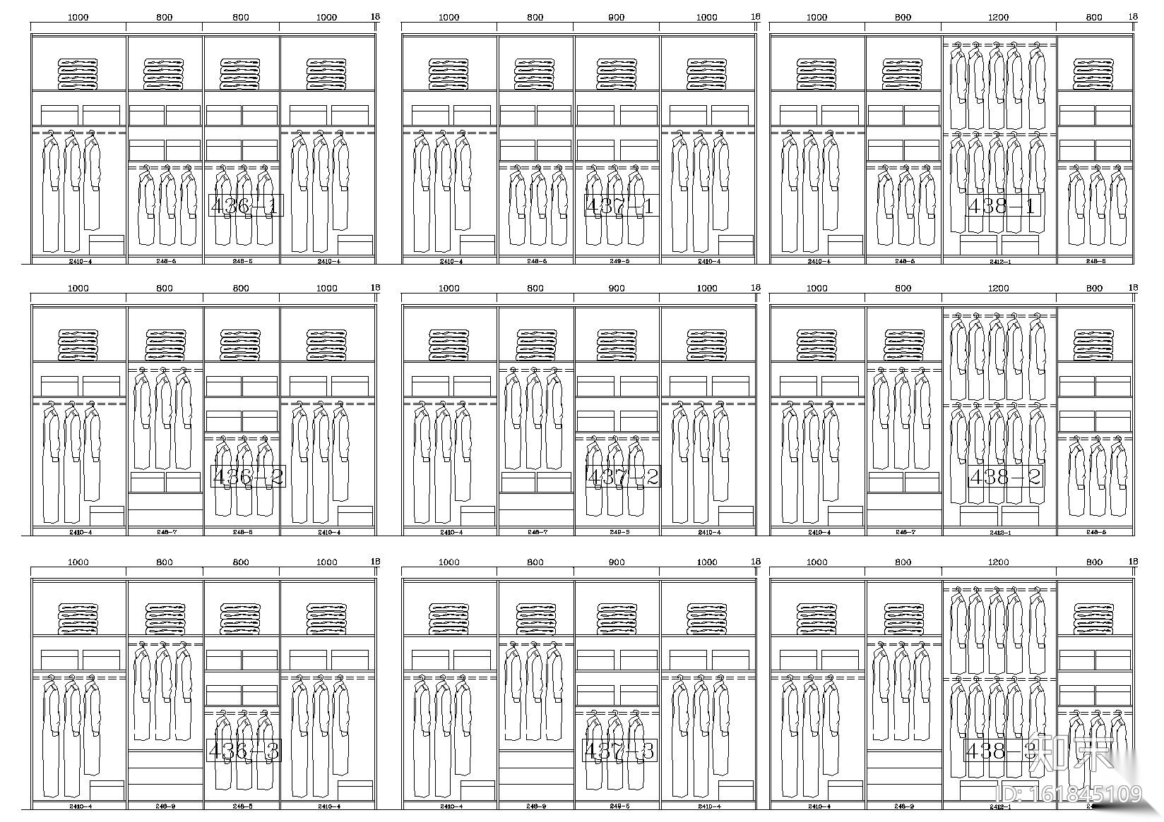 230款-成品衣柜模块及组合样式图例施工图下载【ID:161845109】