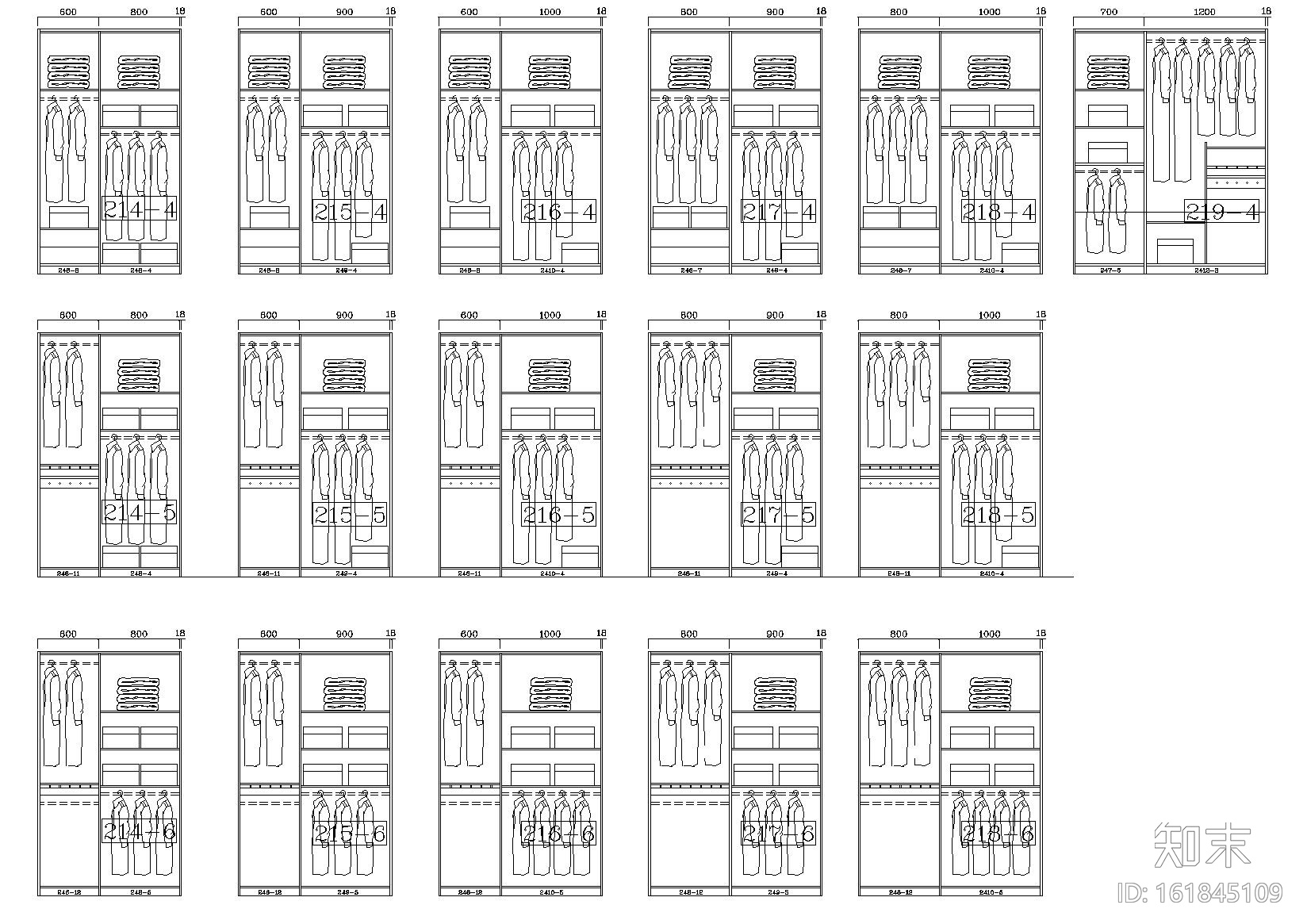 230款-成品衣柜模块及组合样式图例施工图下载【ID:161845109】