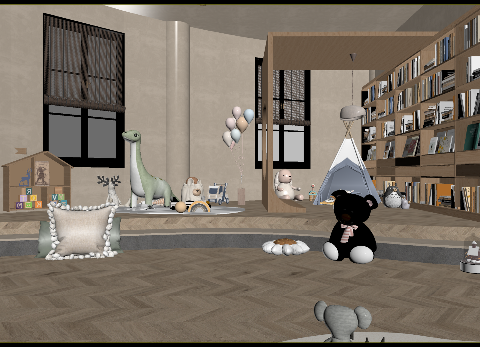 现代儿童娱乐室3D模型下载【ID:1214381374】