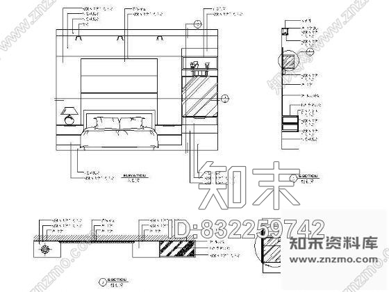 图块/节点卧室床背景详图Ⅳ施工图下载【ID:832259742】