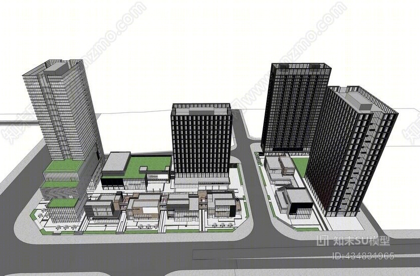 现代商业街综合体SU模型下载【ID:434831965】