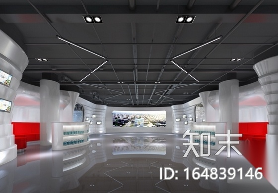 工业材料展厅设计施工图（含效果图）cad施工图下载【ID:164839146】