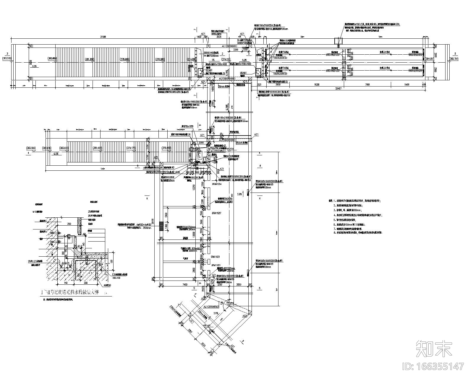 基坑围护及主体结构设计施工图(CAD)施工图下载【ID:166355147】