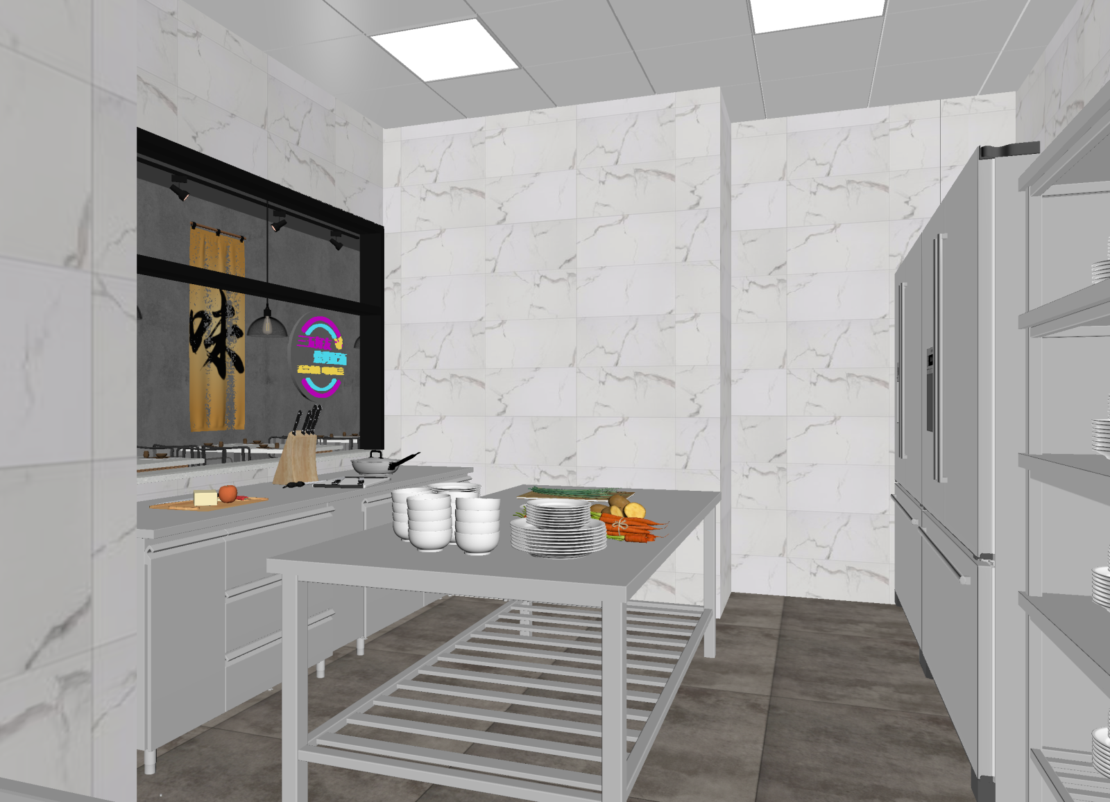 现代后厨3D模型下载【ID:1214377475】