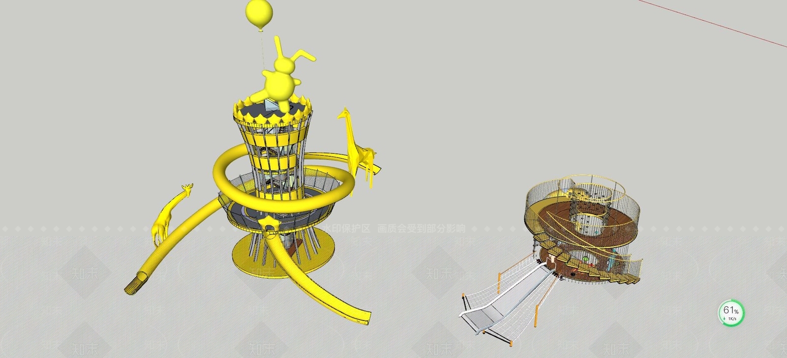 其他风格儿童器材组合SU模型草图