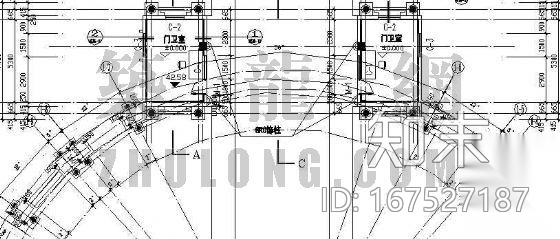 某住宅小区大门设计方案cad施工图下载【ID:167527187】