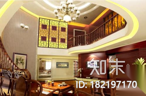 新中式风格豪华复式装修图（含效果）cad施工图下载【ID:182197170】