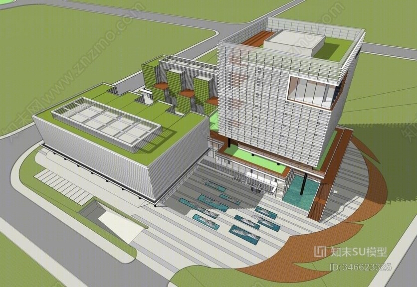 科莱恩化工上海总部研发大楼SU模型下载【ID:346623325】