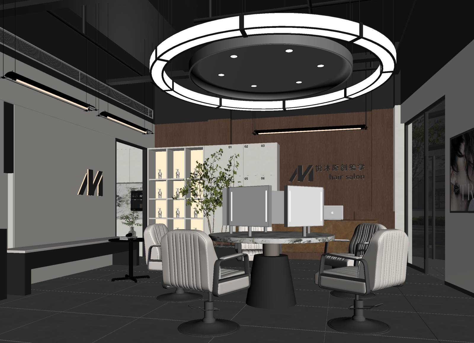 极简美发店3D模型下载【ID:1214691580】