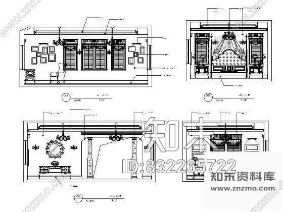 图块/节点欧式美别主卧立面设计图cad施工图下载【ID:832265722】