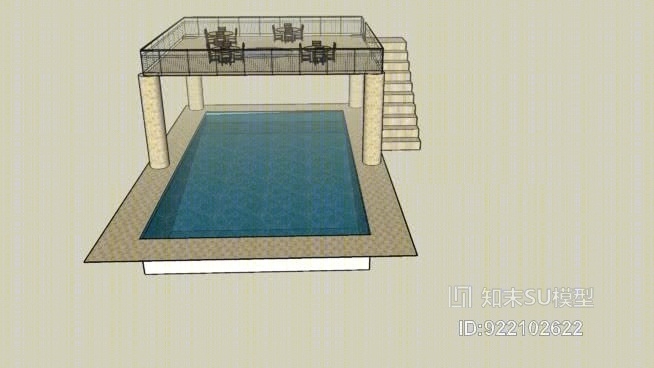在地面游泳池SU模型下载【ID:922102622】